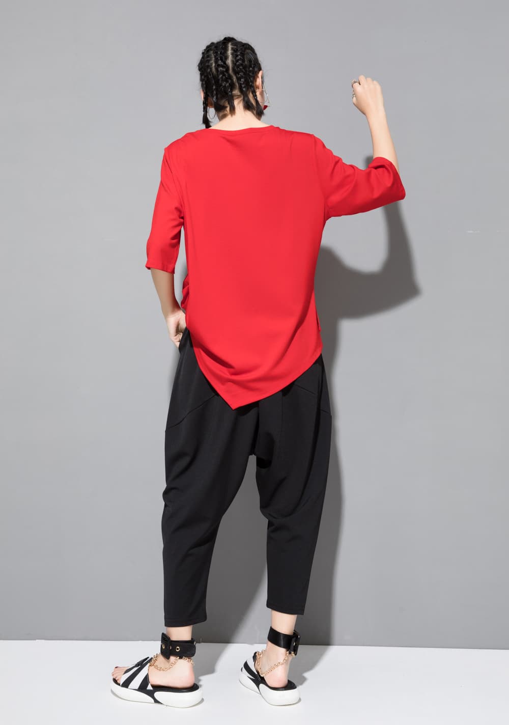 オーバーサイズTシャツ レディースゆるシルエット 五分袖ドロップショルダー