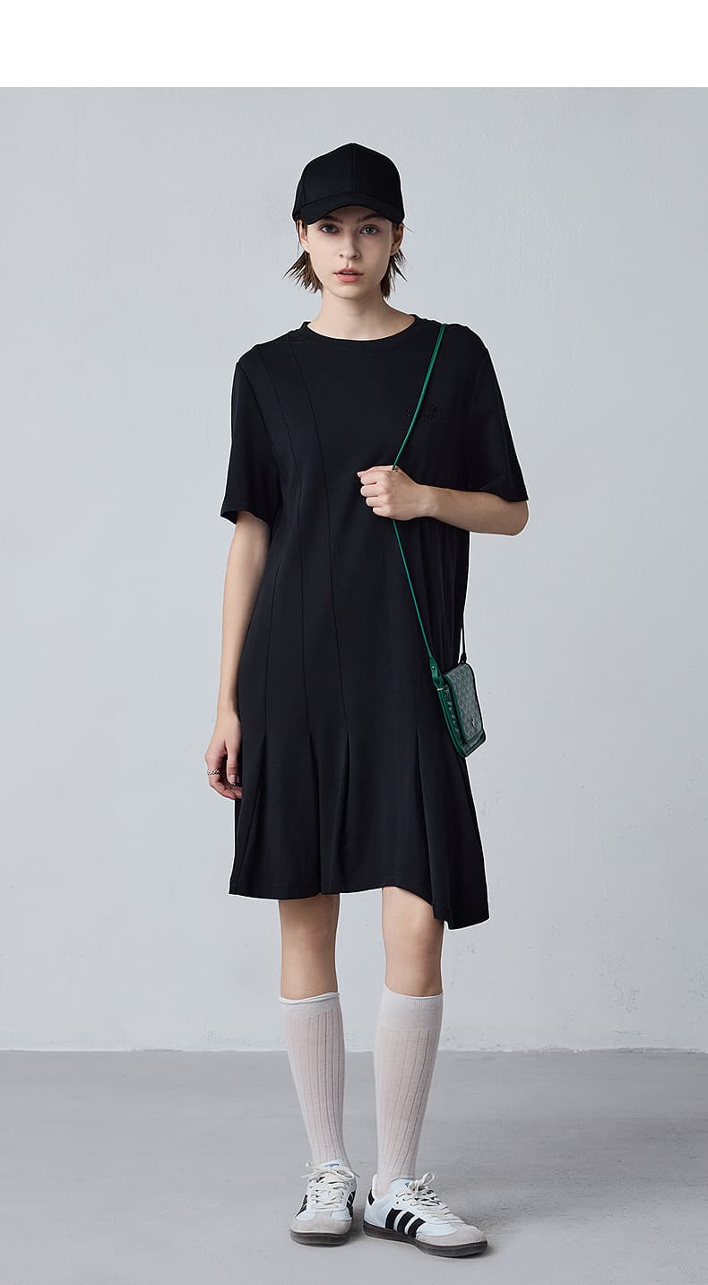 オーバーサイズTシャツ 裾フレア立体縫製ワンピース