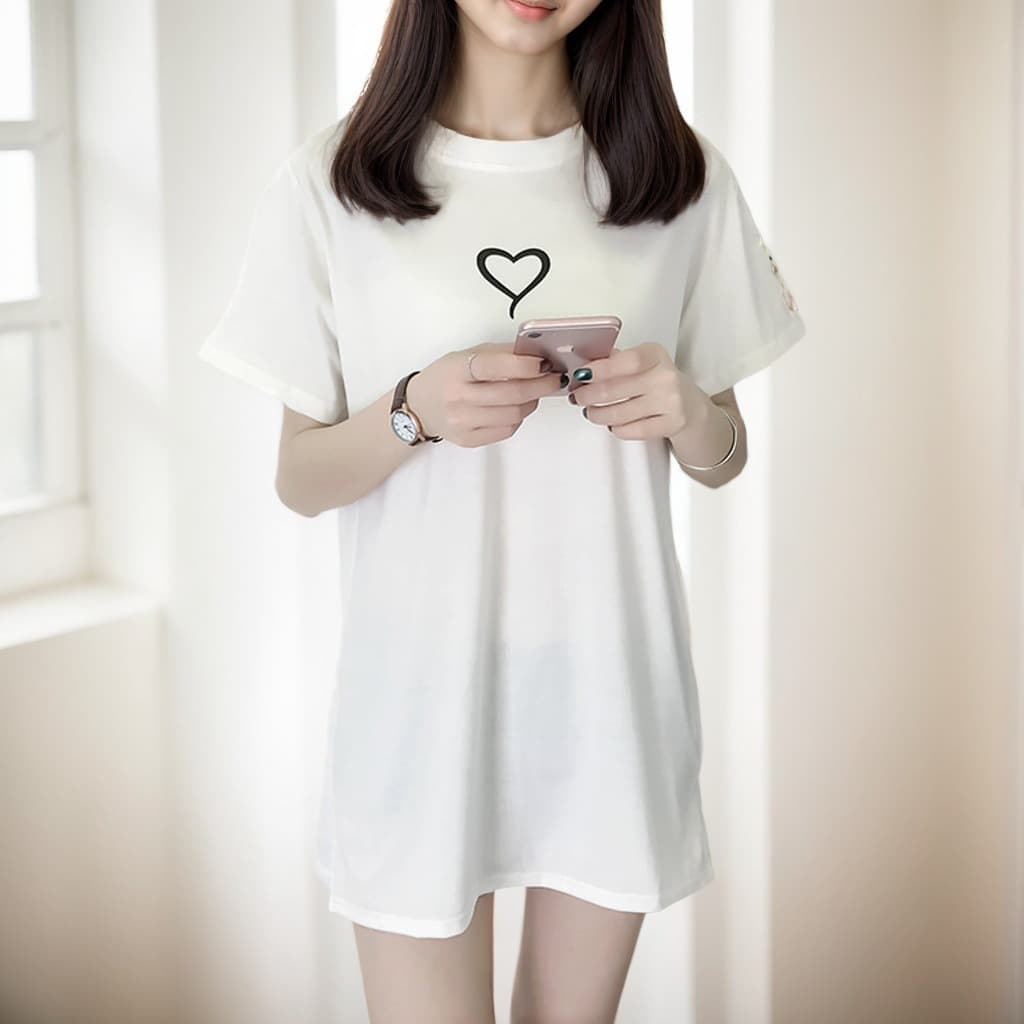 オーバーサイズTシャツ 優しいハートのゆったりチュニック