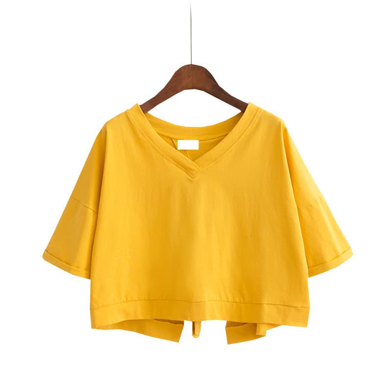 オーバーサイズTシャツ バックリボン ゆったり半袖トップス