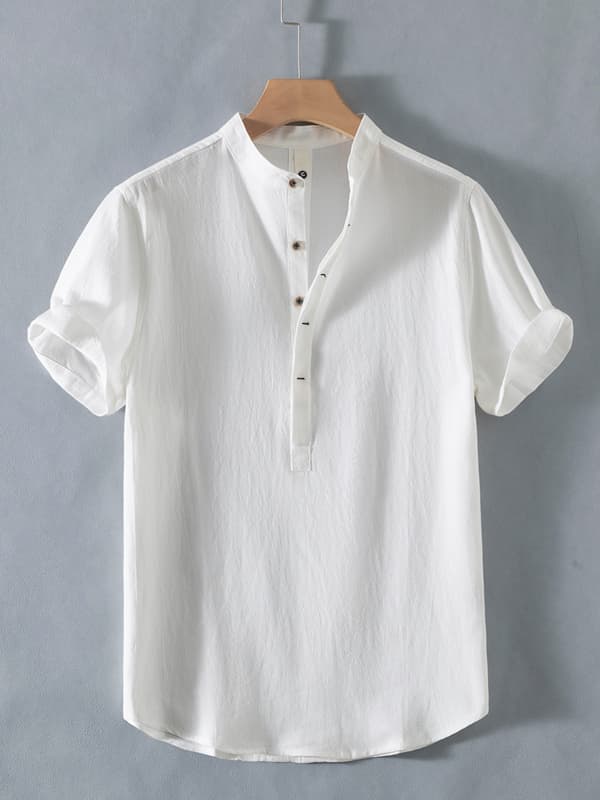 オーバーサイズTシャツ 立ち襟リネン風ゆったりプルオーバー