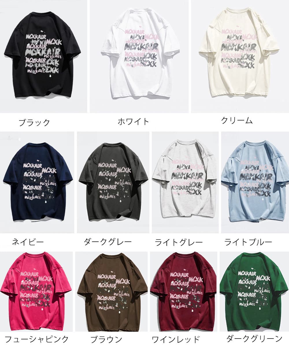 オーバーサイズTシャツ ビッグシルエット半袖Tシャツ ロゴプリント ゆったりカットソー