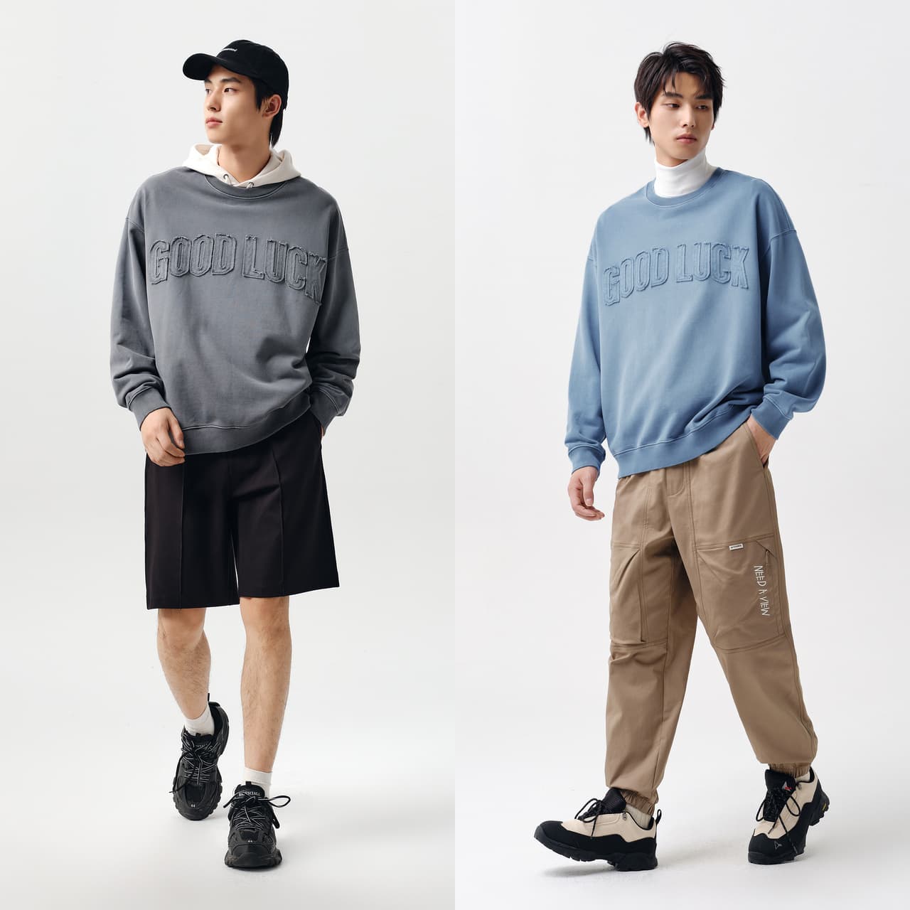 オーバーサイズTシャツ 幸運メッセージ 立体刺繍入り ゆったりスウェット