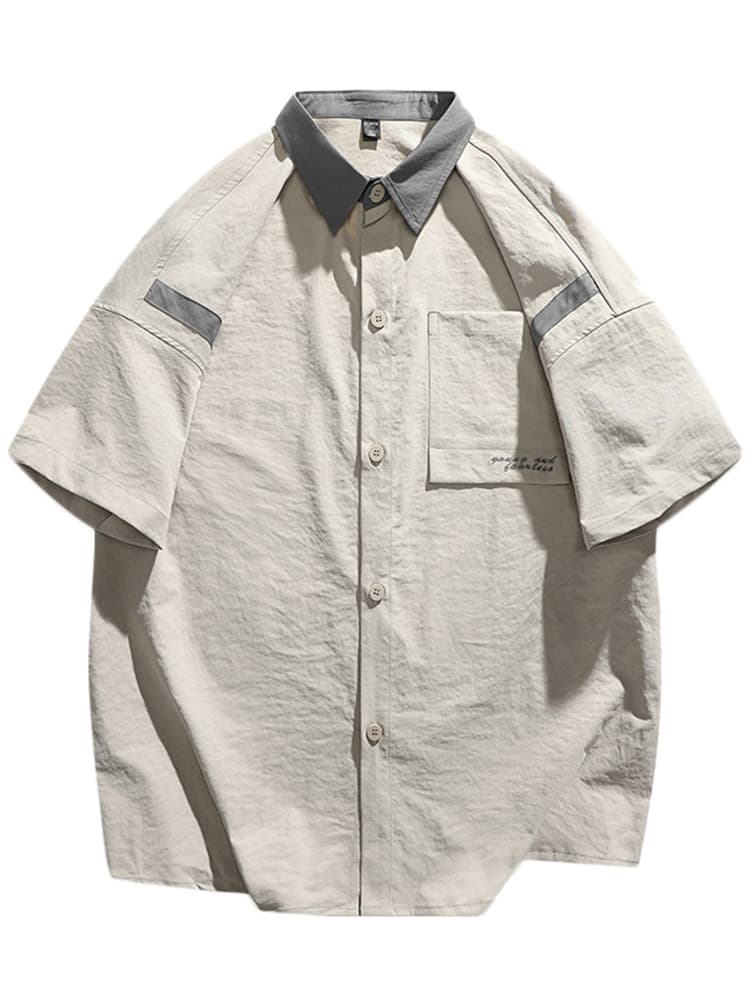オーバーサイズTシャツ コントラスト襟切替オーバーシャツ