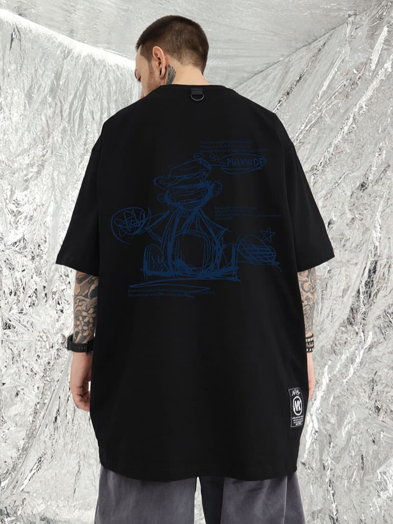 オーバーサイズTシャツ メンズオーバーサイズ半袖Tシャツ ストリート系プリント柄 全7色