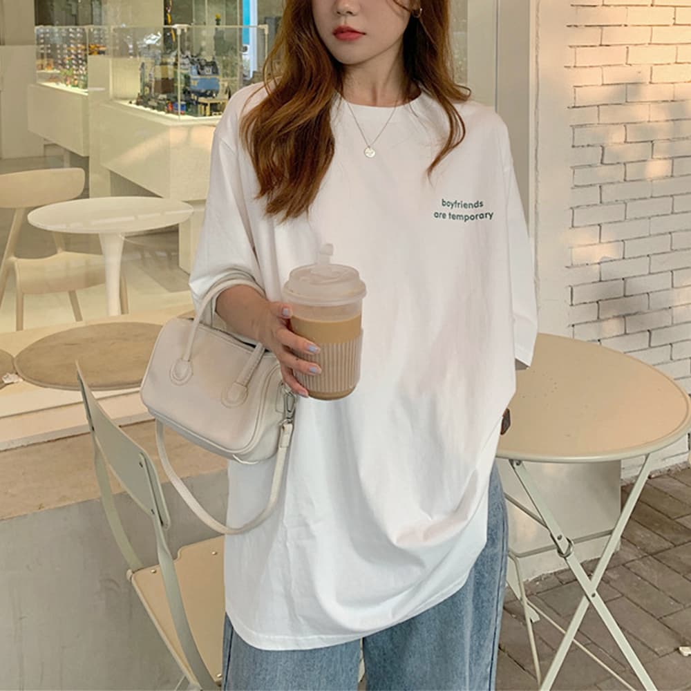 ワンポイント刺繍オーバーサイズTシャツレディース春夏
