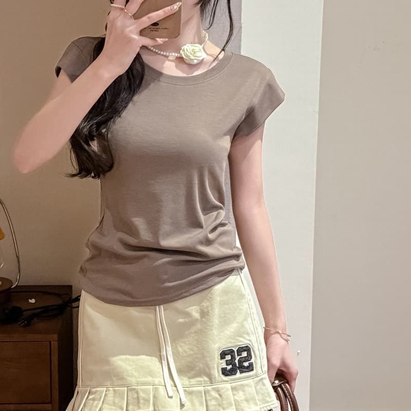 オーバーサイズTシャツ シンプル丸首フレンチスリーブ