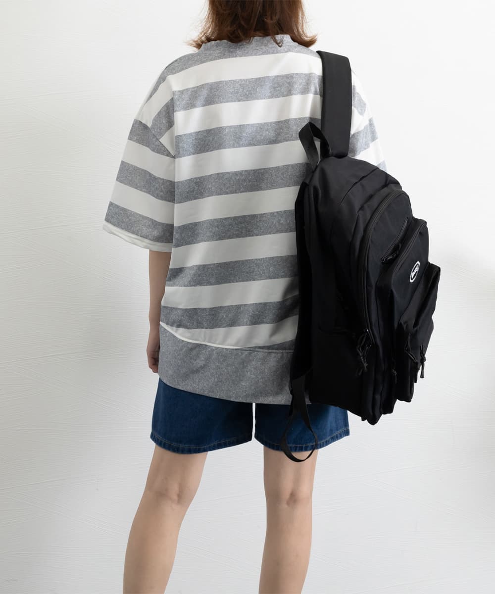 オーバーサイズTシャツ ボーダー柄オーバーサイズ半袖チュニック丈シャツ