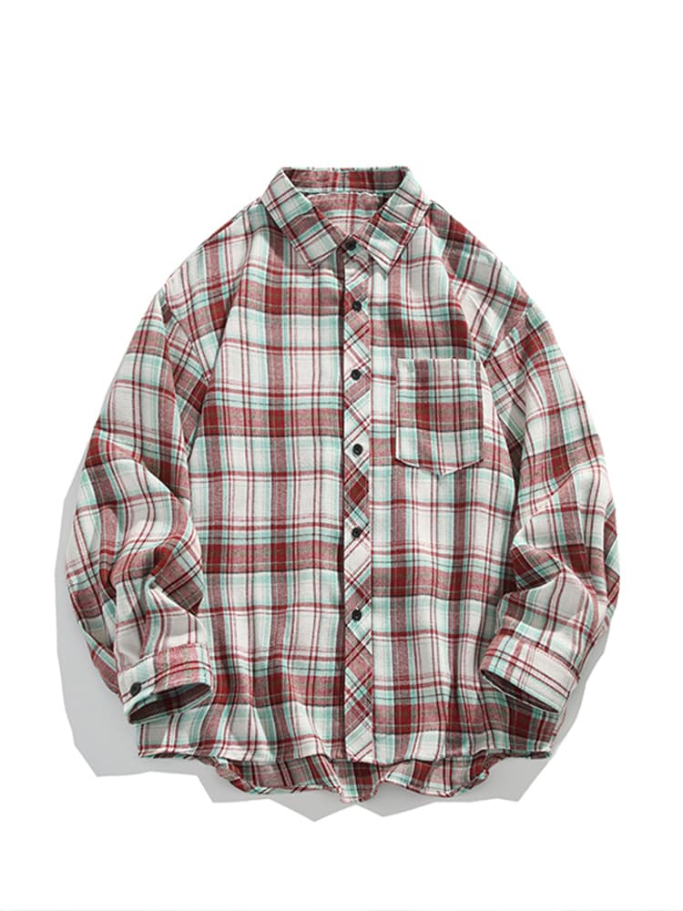 オーバーサイズTシャツ 格子柄ゆったりシャツ