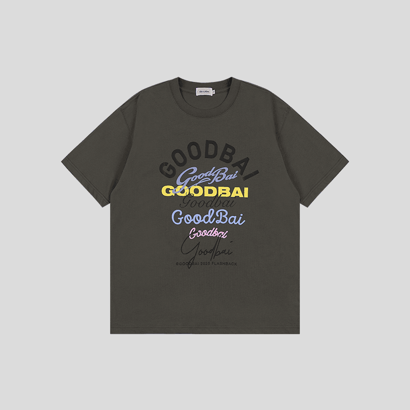 オーバーサイズTシャツ 重ね書きロゴ ゆったり半袖トップス