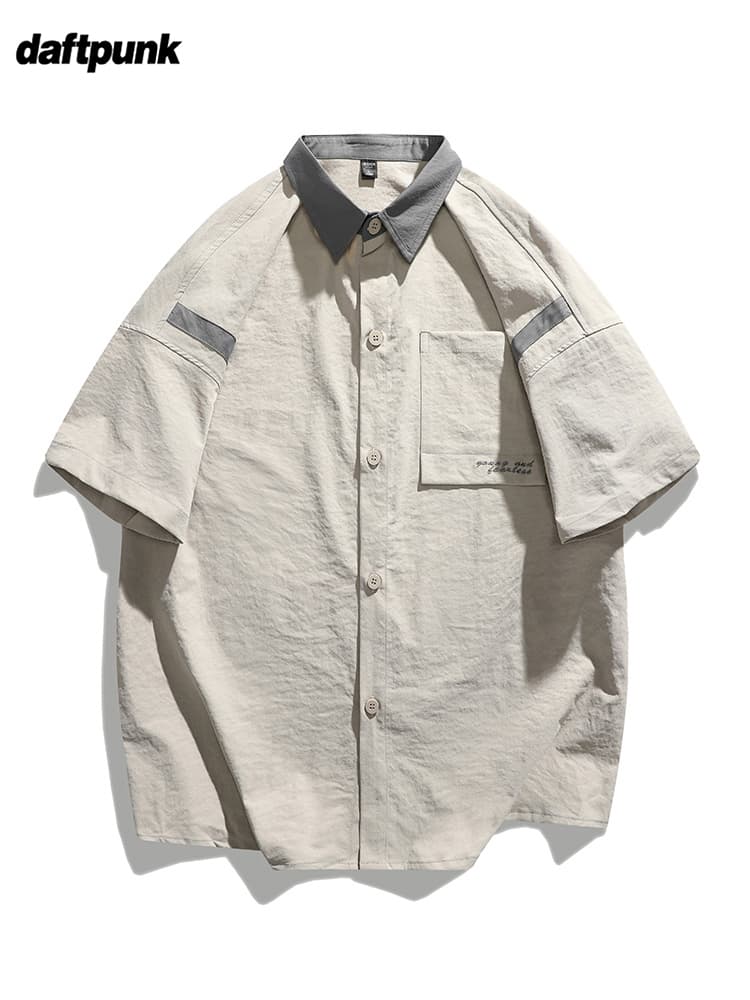 オーバーサイズTシャツ コントラスト襟切替オーバーシャツ