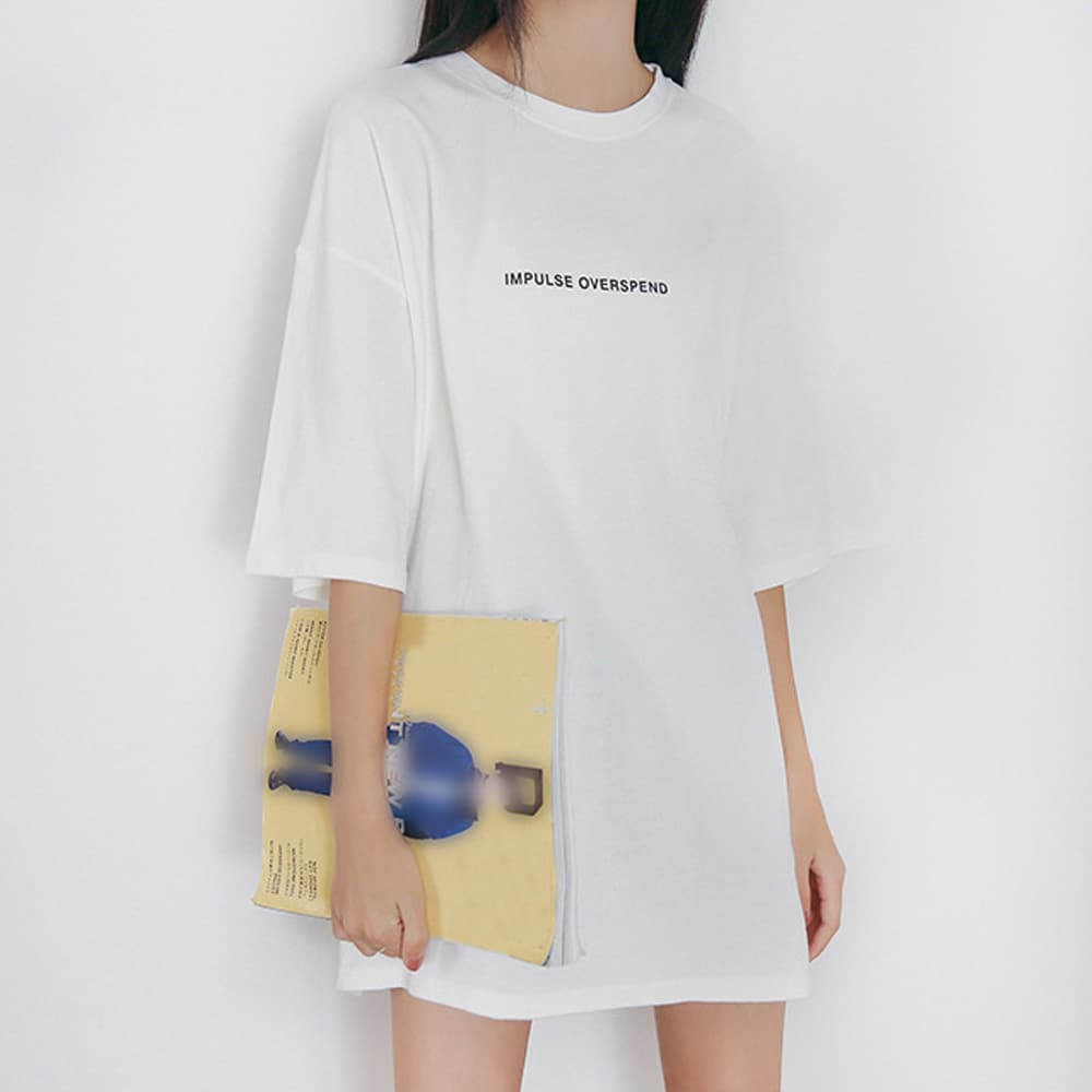 オーバーサイズTシャツ 半袖オーバーサイズシャツ 文字プリント ゆったり韓国風