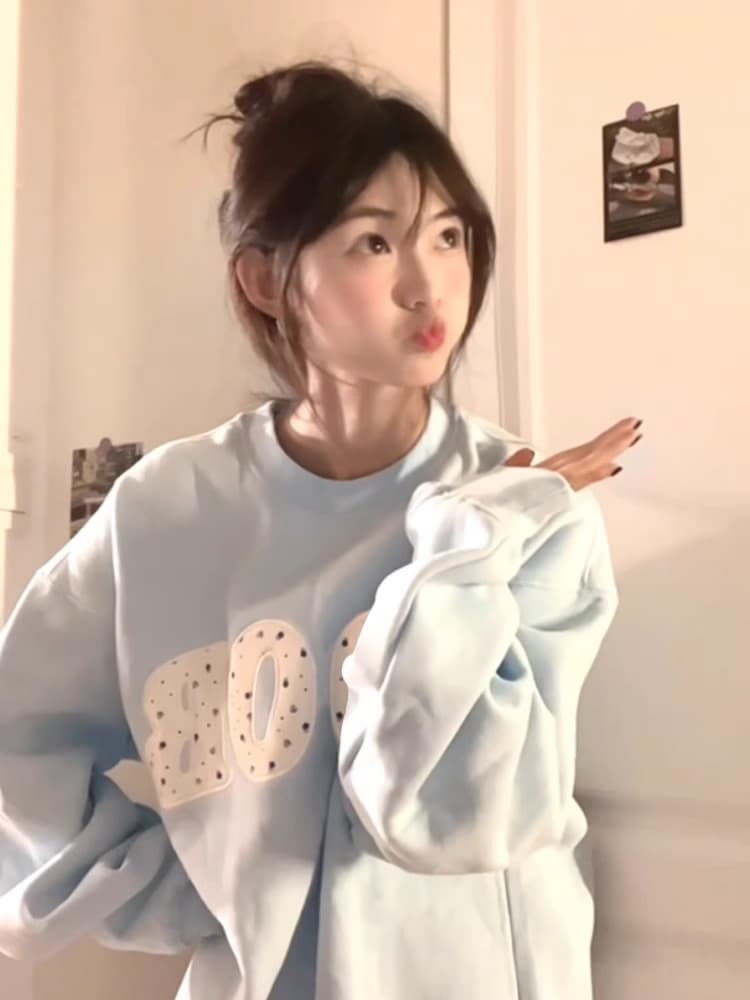 オーバーサイズTシャツ ドット文字デザイン ゆったりスウェット