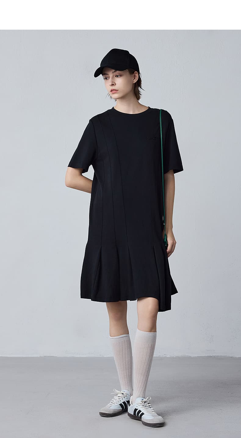 オーバーサイズTシャツ 裾フレア立体縫製ワンピース