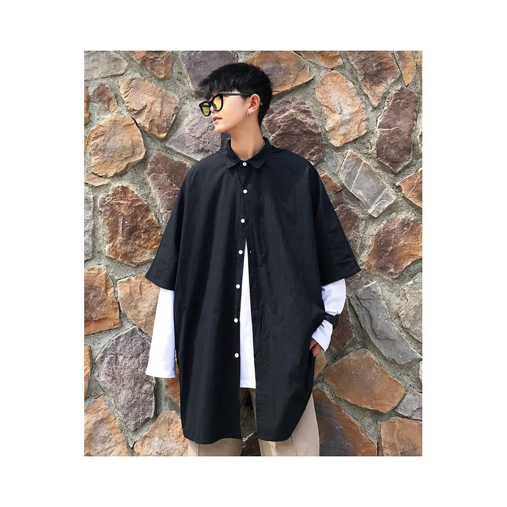 オーバーサイズTシャツ ゆったりシルエット 長袖開襟シャツ