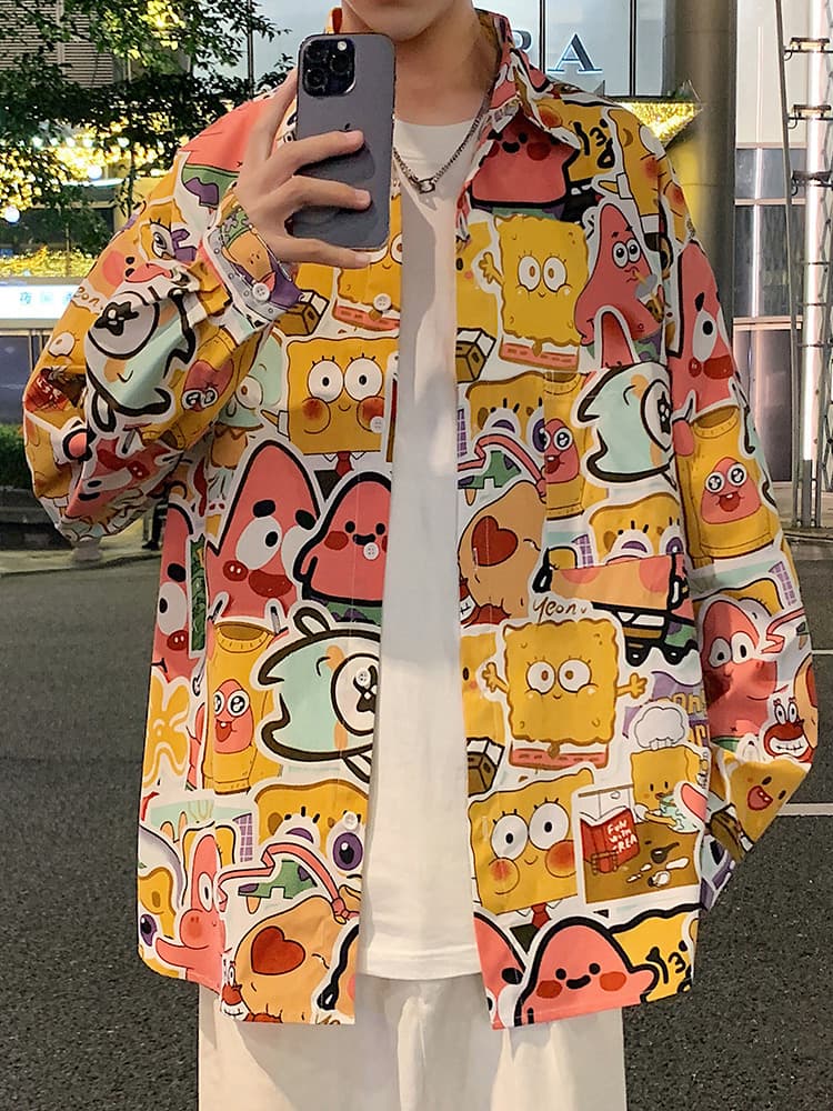 オーバーサイズTシャツ 華やかプリント柄ビッグシルエットシャツ