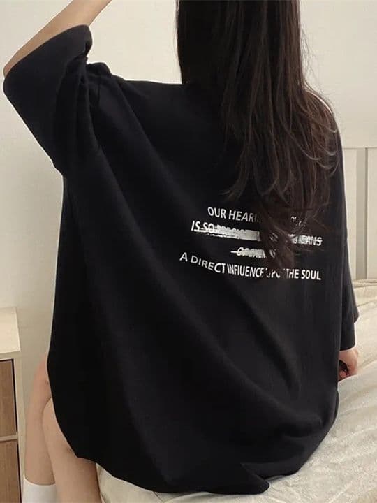 オーバーサイズTシャツ オーバーサイズ長袖シャツ レディース ビッグシルエット文字プリント