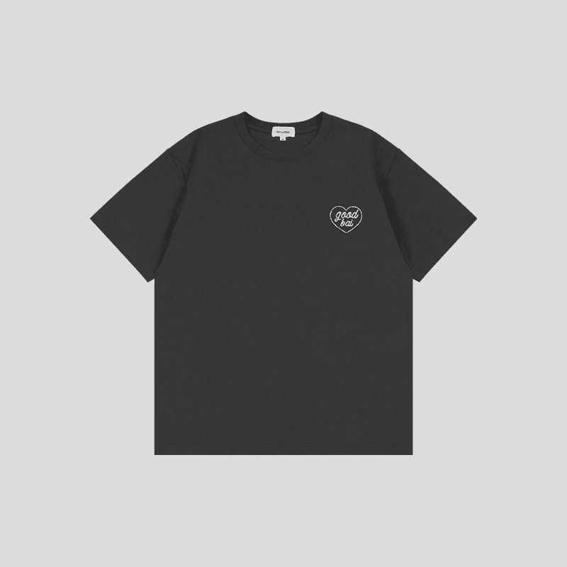 オーバーサイズTシャツ ハートロゴ入り ゆったりシルエット半袖