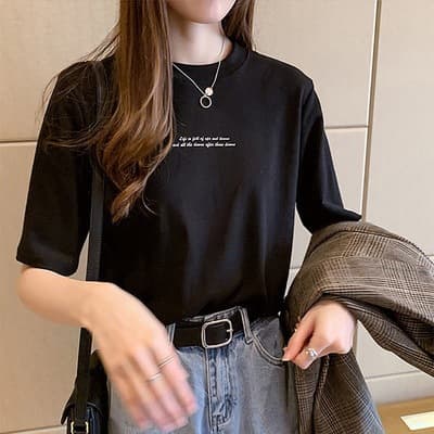 オーバーサイズTシャツ シンプルメッセージ ゆったり半袖