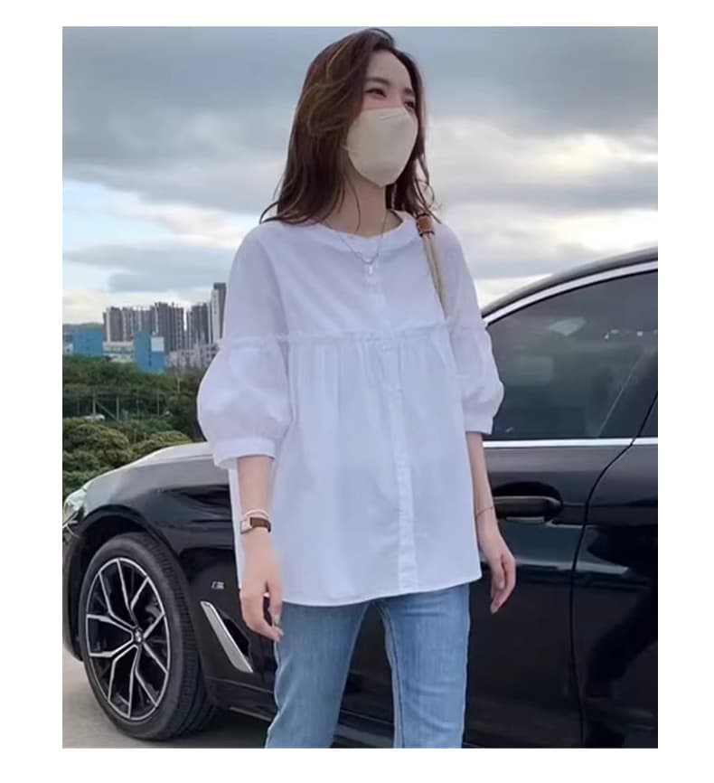 オーバーサイズ ふんわり袖のゆったりブラウス