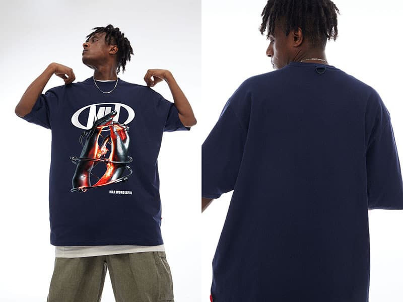 オーバーサイズTシャツ 個性派デザイン オーバーサイズ半袖シャツ メンズ 全7色