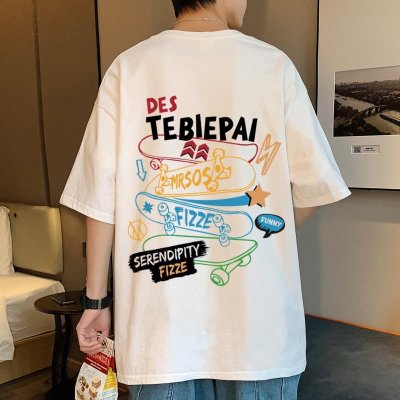 オーバーサイズTシャツ ポップスケーターデザイン 背面プリント