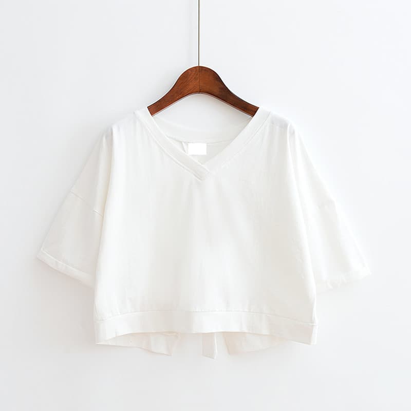 オーバーサイズTシャツ バックリボン ゆったり半袖トップス