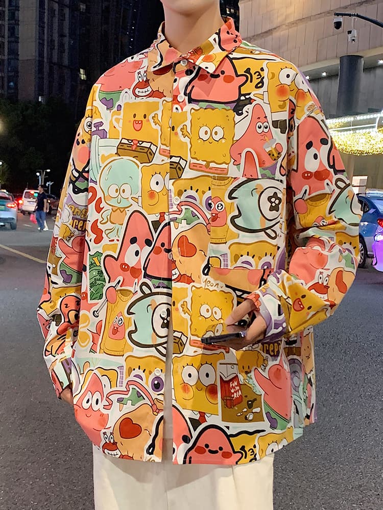 オーバーサイズTシャツ 華やかプリント柄ビッグシルエットシャツ