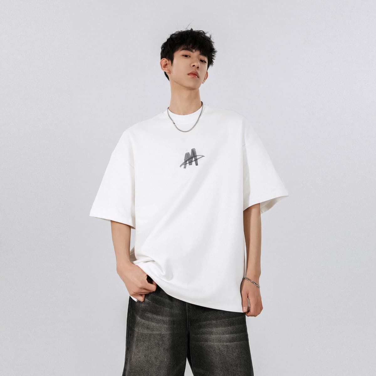 オーバーサイズTシャツ メンズオーバーサイズ半袖シャツ ロゴプリント黒