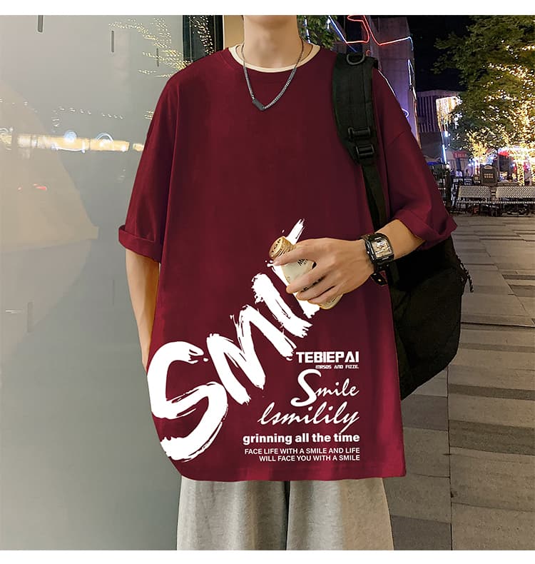 オーバーサイズTシャツ 微笑む心 筆文字デザイン 半袖