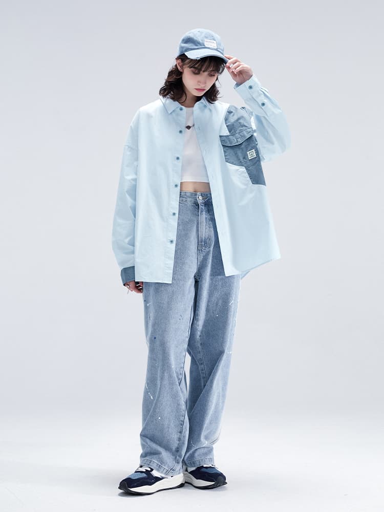 オーバーサイズTシャツ ゆったりデザイン パッチワークシャツ