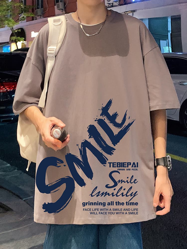 オーバーサイズTシャツ 微笑む心 筆文字デザイン 半袖