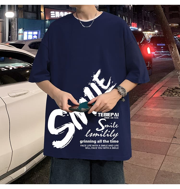 オーバーサイズTシャツ 微笑む心 筆文字デザイン 半袖