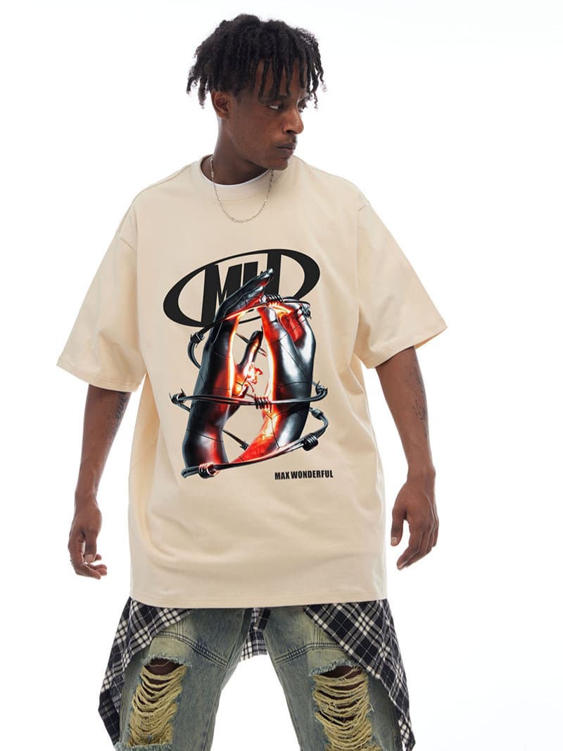 オーバーサイズTシャツ 個性派デザイン オーバーサイズ半袖シャツ メンズ 全7色