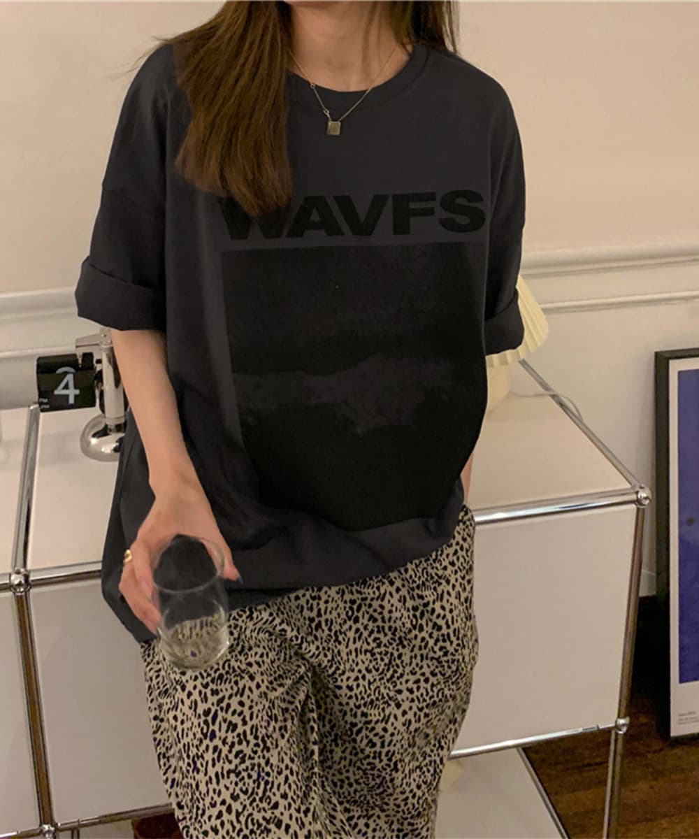 オーバーサイズTシャツ ゆったりビッグシルエット長袖プリントティーシャツ