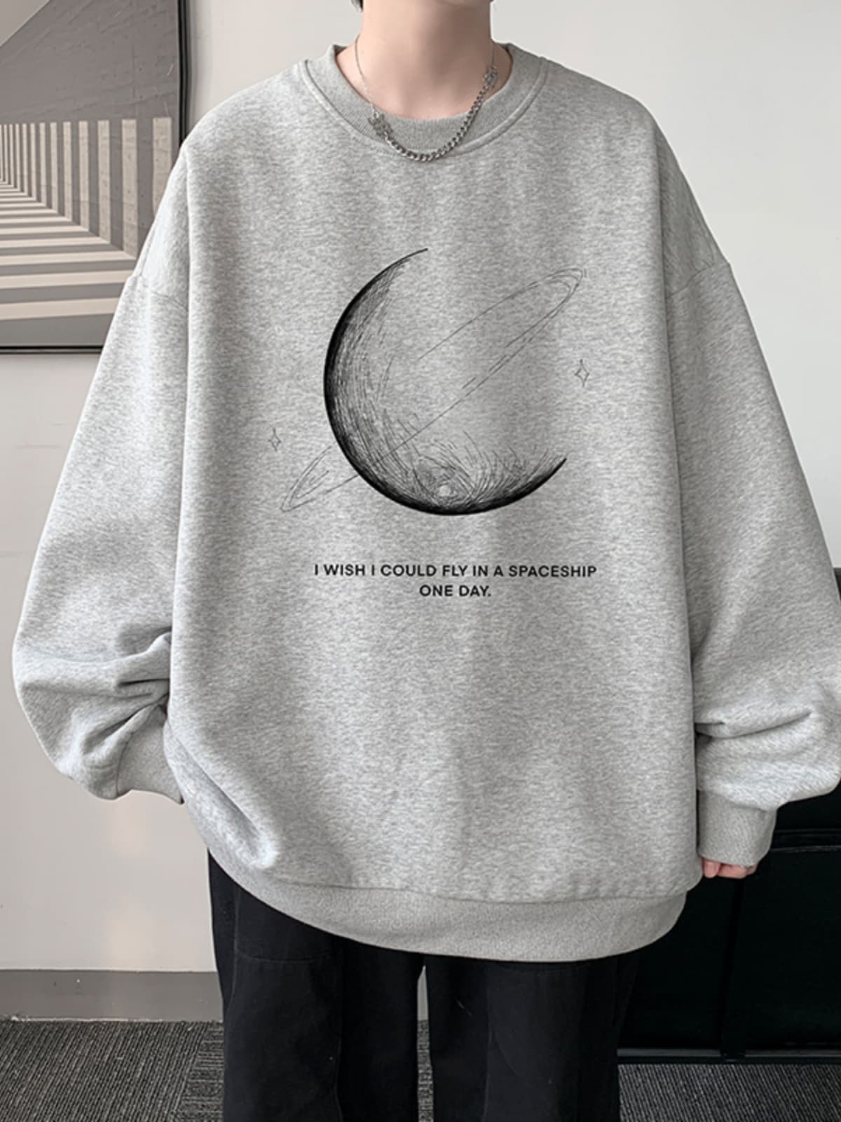オーバーサイズTシャツ 宇宙惑星プリント オーバーサイズトレーナー