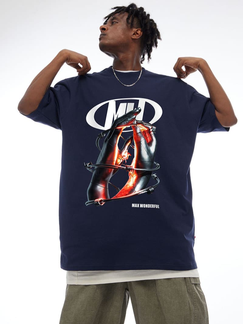 オーバーサイズTシャツ 個性派デザイン オーバーサイズ半袖シャツ メンズ 全7色