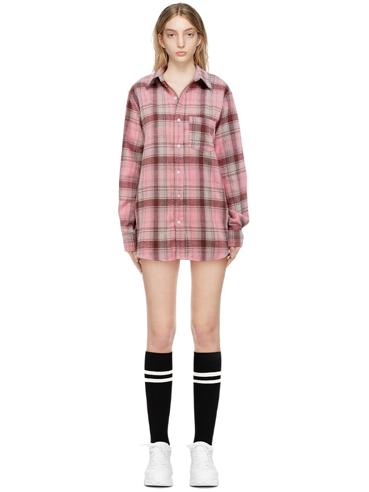 オーバーサイズTシャツ ゆったりチェック柄シャツ