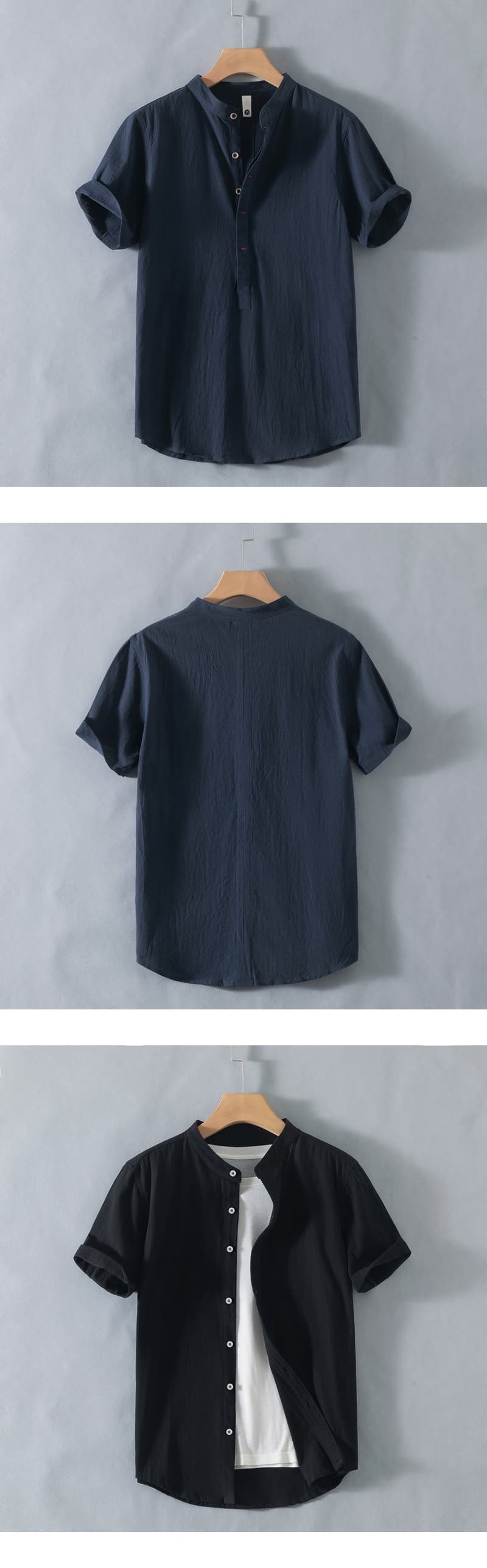 オーバーサイズTシャツ 立ち襟リネン風ゆったりプルオーバー