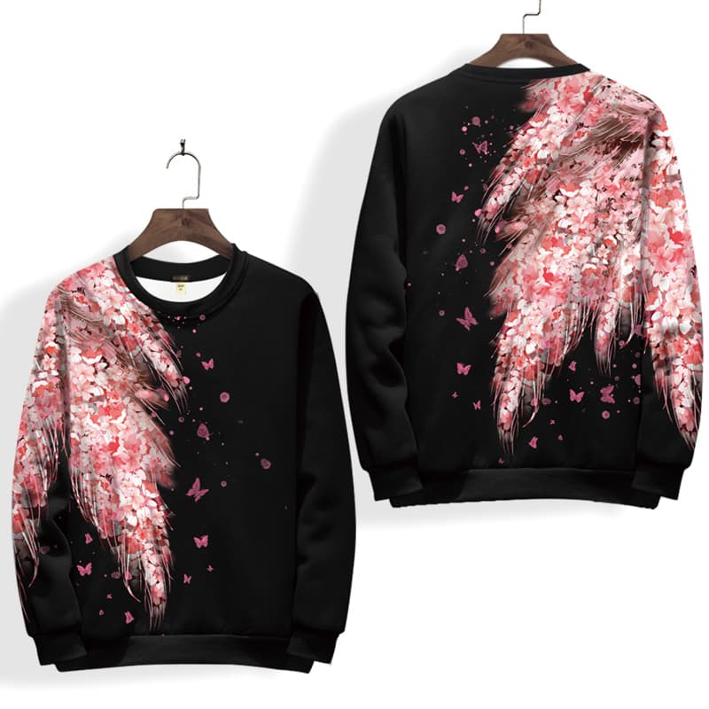 オーバーサイズTシャツ 花舞う蝶々 フーディプルオーバー