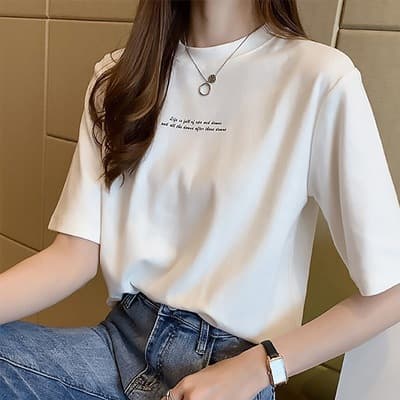 オーバーサイズTシャツ シンプルメッセージ ゆったり半袖