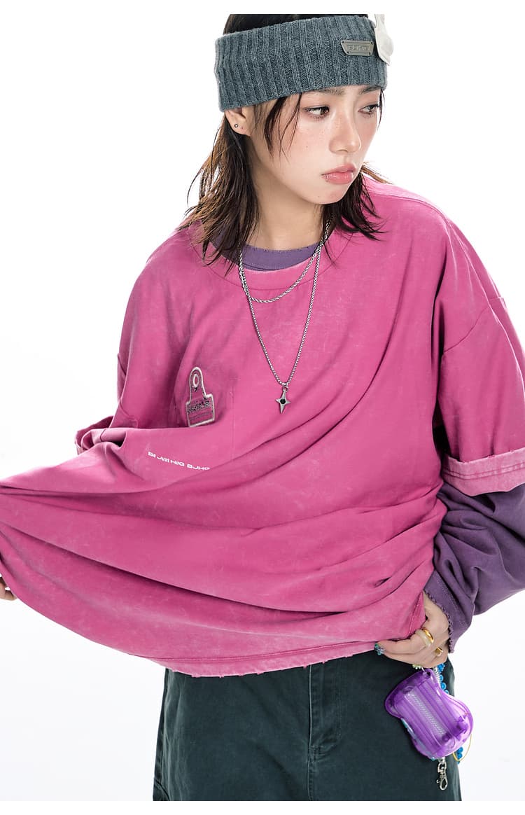 オーバーサイズTシャツ ヴィンテージ風ポケット付きゆるシルエット