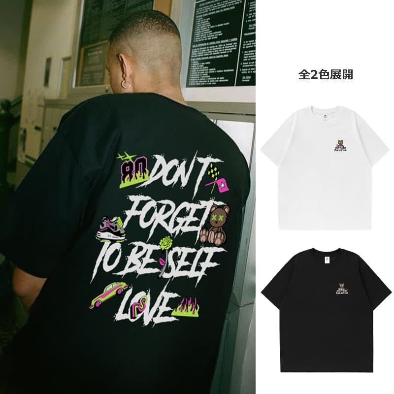 オーバーサイズTシャツ メンズ ストリート系 半袖オーバーサイズ プリント Tシャツ 全2色