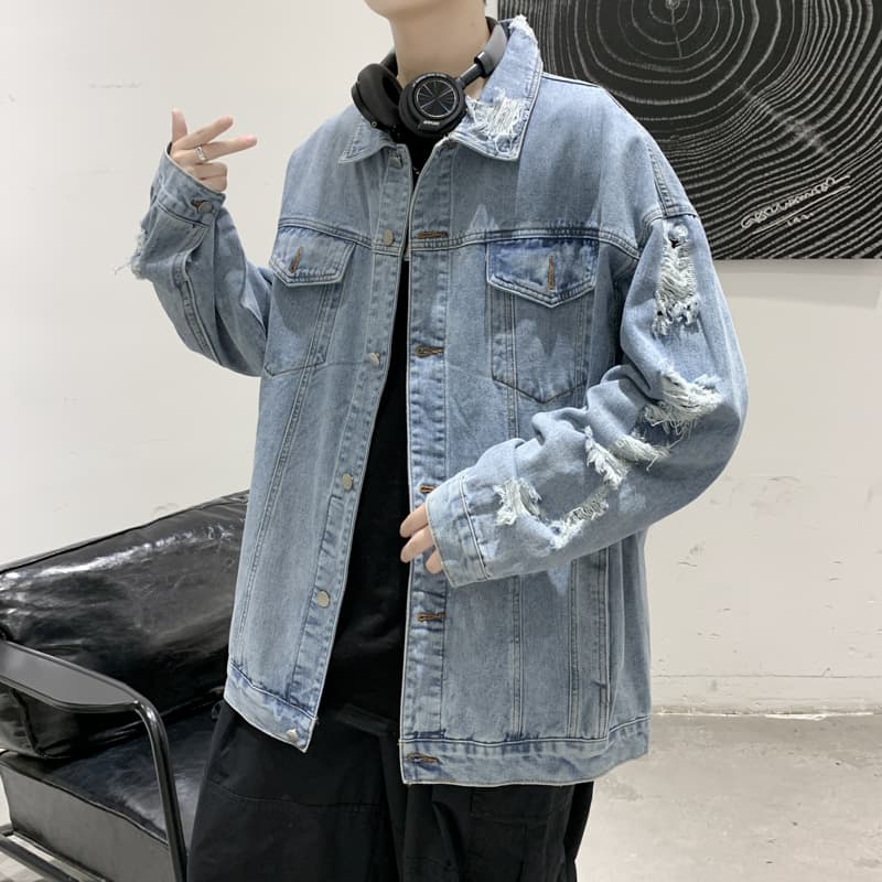 オーバーサイズTシャツ ダメージ加工デニムジャケット