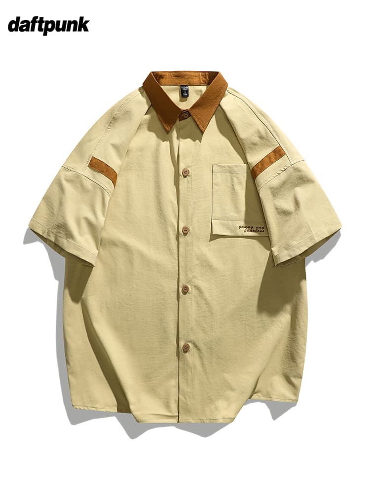 オーバーサイズTシャツ コントラスト襟切替オーバーシャツ
