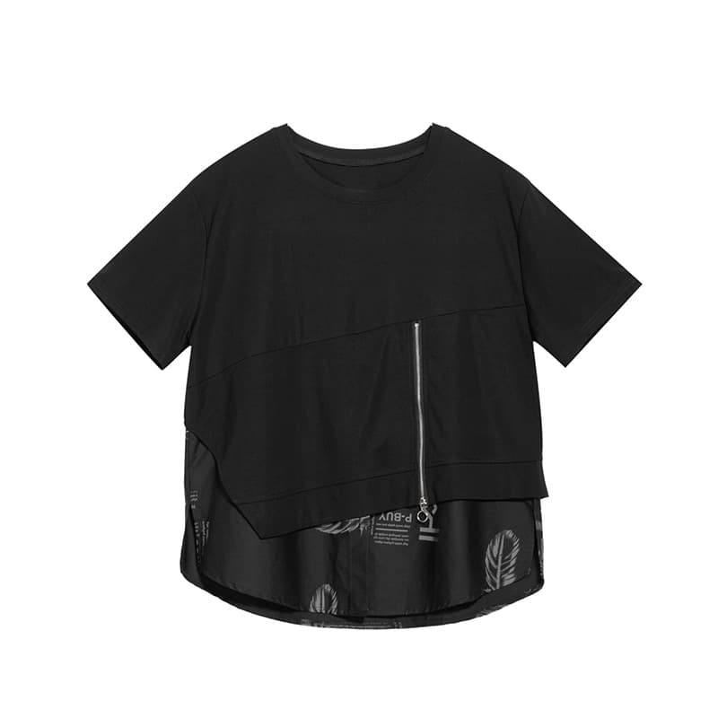 オーバーサイズTシャツ レディースレイヤード切替デザインゆったり半袖