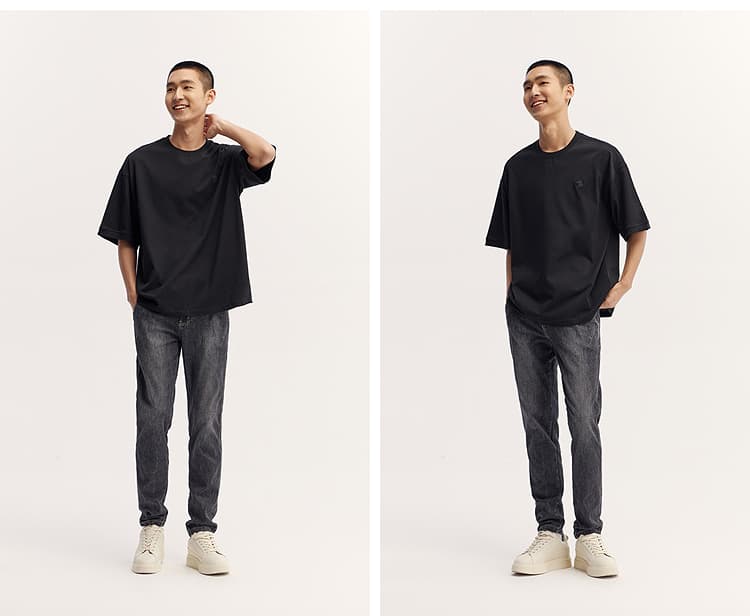 オーバーサイズTシャツ シンプル刺繍入りゆったり半袖カットソー