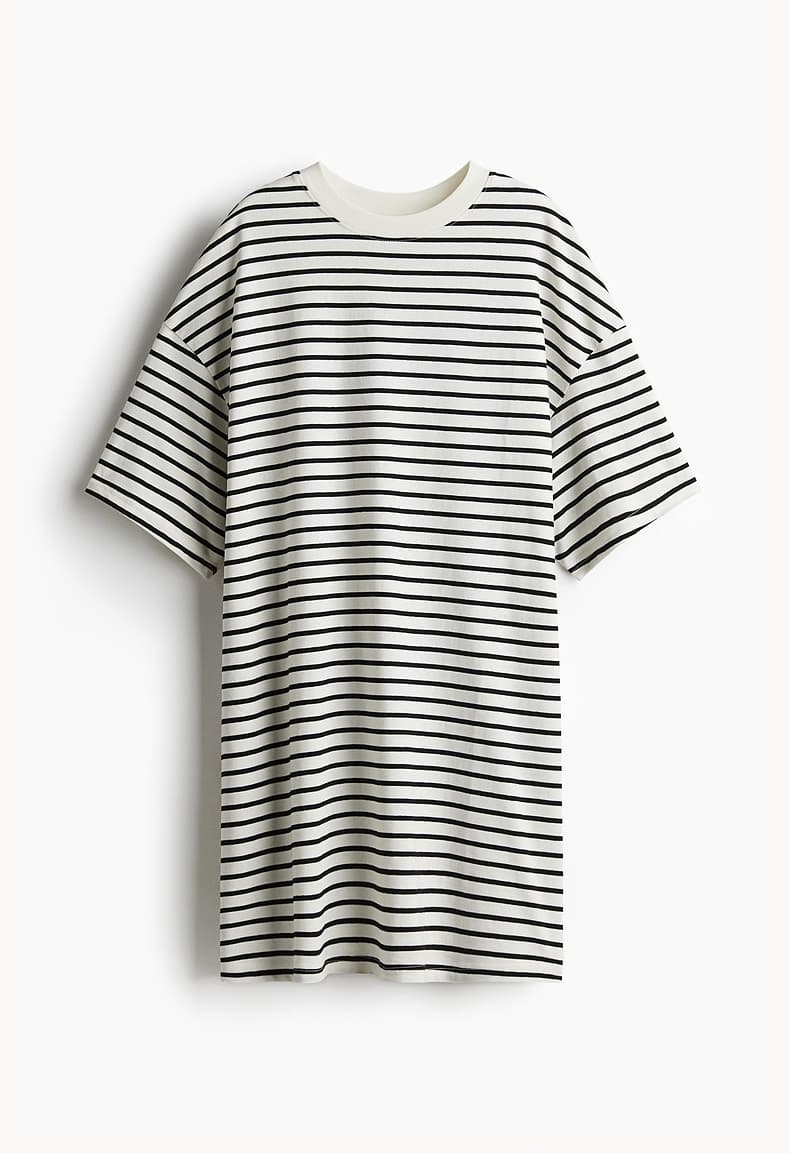 オーバーサイズTシャツ ゆったり横縞ミニワンピース