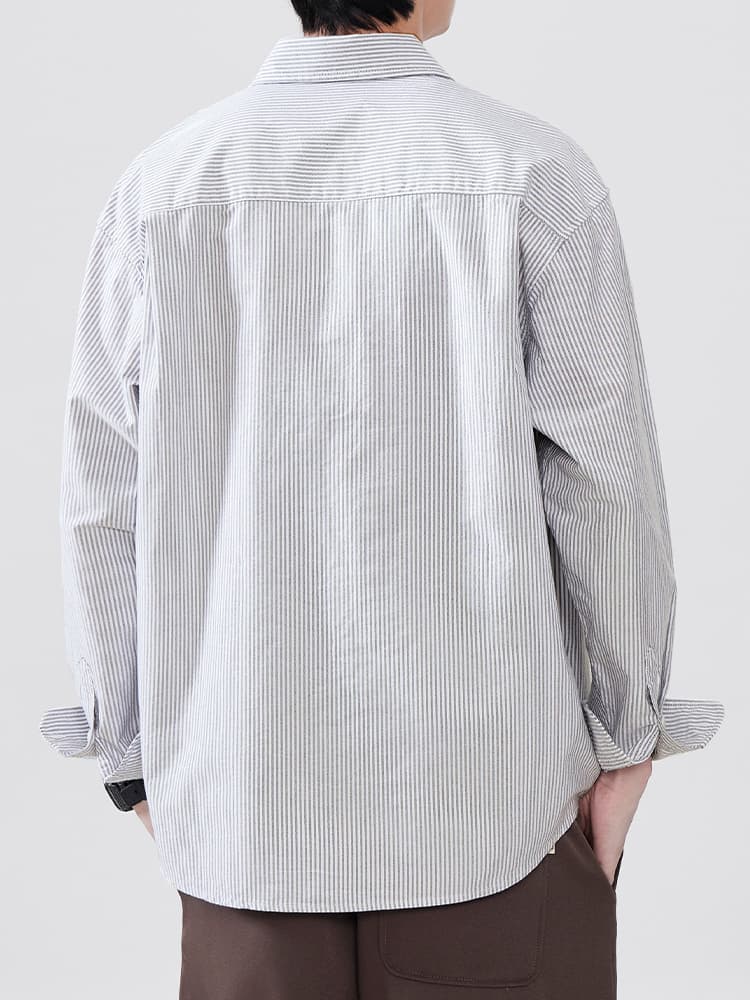 オーバーサイズシャツ オーバーサイズTシャツ ストライプ柄ゆったりワークシャツ