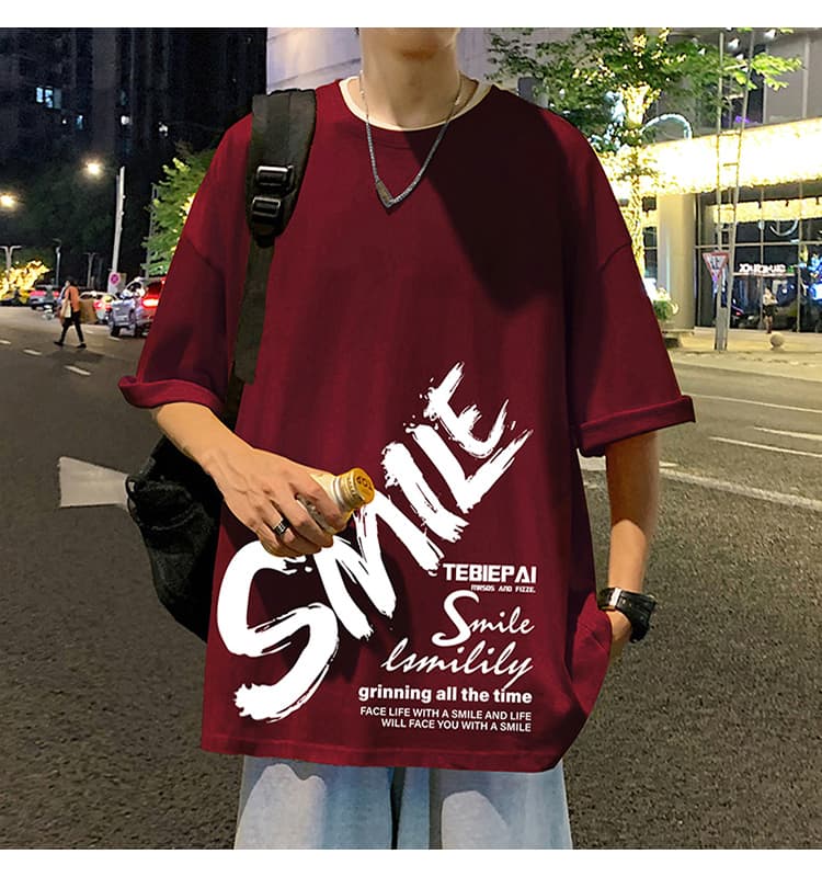 オーバーサイズTシャツ 微笑む心 筆文字デザイン 半袖
